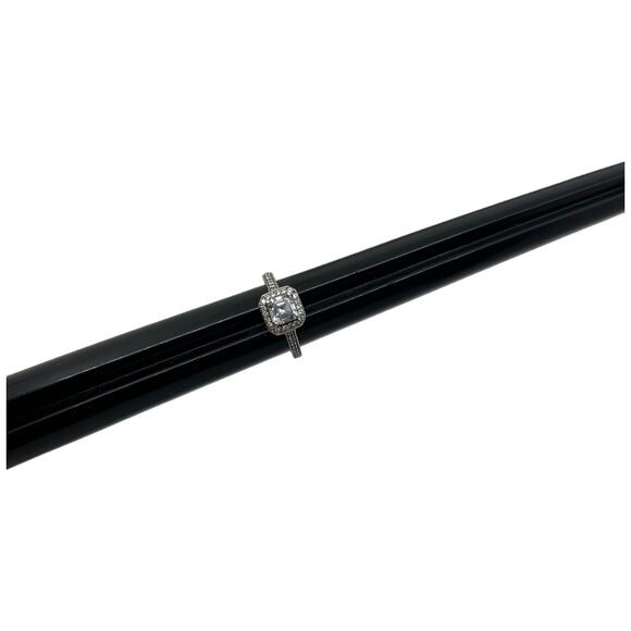 Sterling Silver 925 White Sapphire CZ Art Deco Style Halo Ring Size 6.75 - Picture 15 of 15